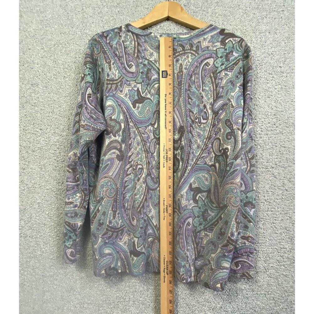 Talbots 100% Merino Wool Cardigan Sweater Women’s 2X Paisley Quiet Luxury Pretty - Picture 12 of 14
